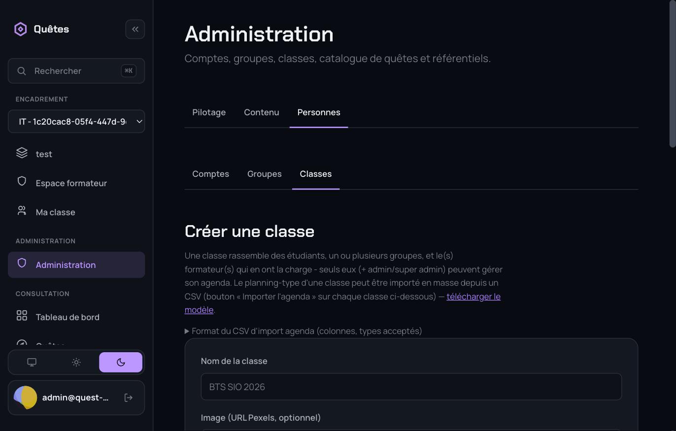 Création d'une classe avec import CSV de l'agenda