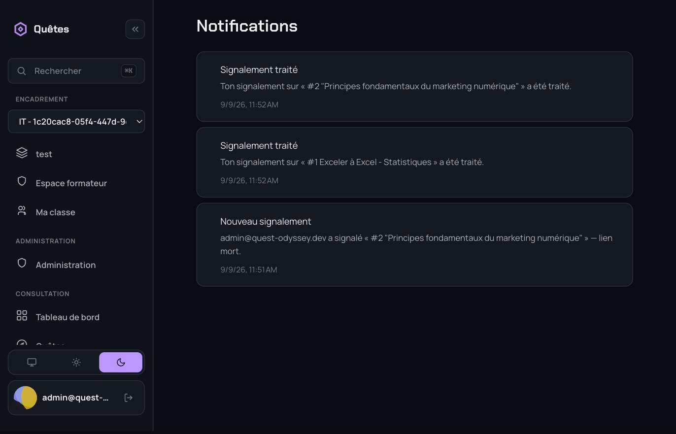 Centre de notifications